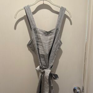 Everlane Gray and White Striped Wide-Leg Jumpsuit